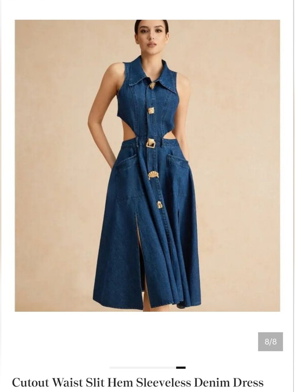 Denim Midi Dress with Button Details